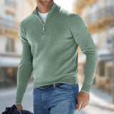 Sebastian | Leichter Quarter-Zip-Strickpullover für Herren – Grün