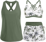 Désirée | Dreiteiliges Damen-Tankini mit Palmenprint – Stil 1