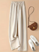 Clara | Hochtailliert Leinenhose Atmungsaktiv – Beige