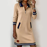Caelyn - Soft-Touch-Polokleid mit Viertelreißverschluss – Khaki
