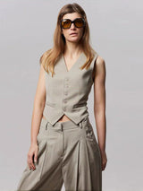 Amelia | Elegante und Moderne Damen Businessweste – Sandgrau