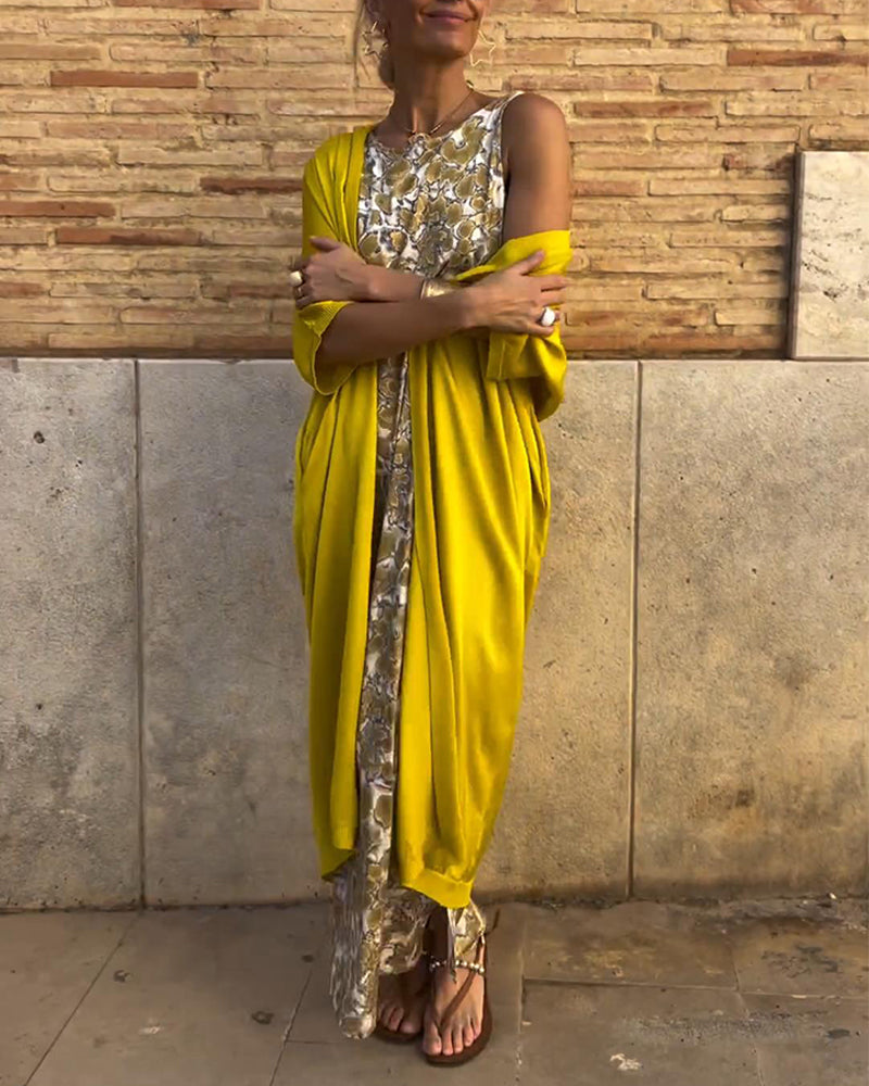 VALE | Elegant Maxi Dress + Matching Cardigan – FREE Included