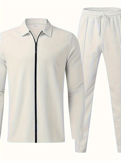 Herren Casual Solid Farbe Full Zip Baumwolle Trainingsanzug mit Kordelzug Hosen | Perfekt für Outdoor-Aktivitäten