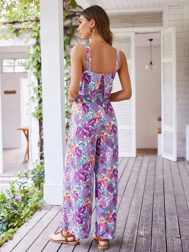 Kalentha® | Zweiteiliger Jumpsuit mit floralem Muster