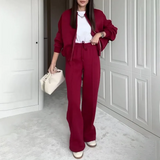 Damen Lässiges Passendes Trainingsanzug Set – Bequemes Zweiteiler Outfit – Rot
