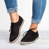 Damen Schnüroxfords – Orthopädische Schuhe mit Plateausohle – Schwarz