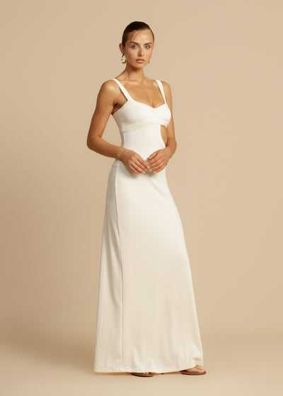 Nora - Modisches eng anliegendes weißes Kleid