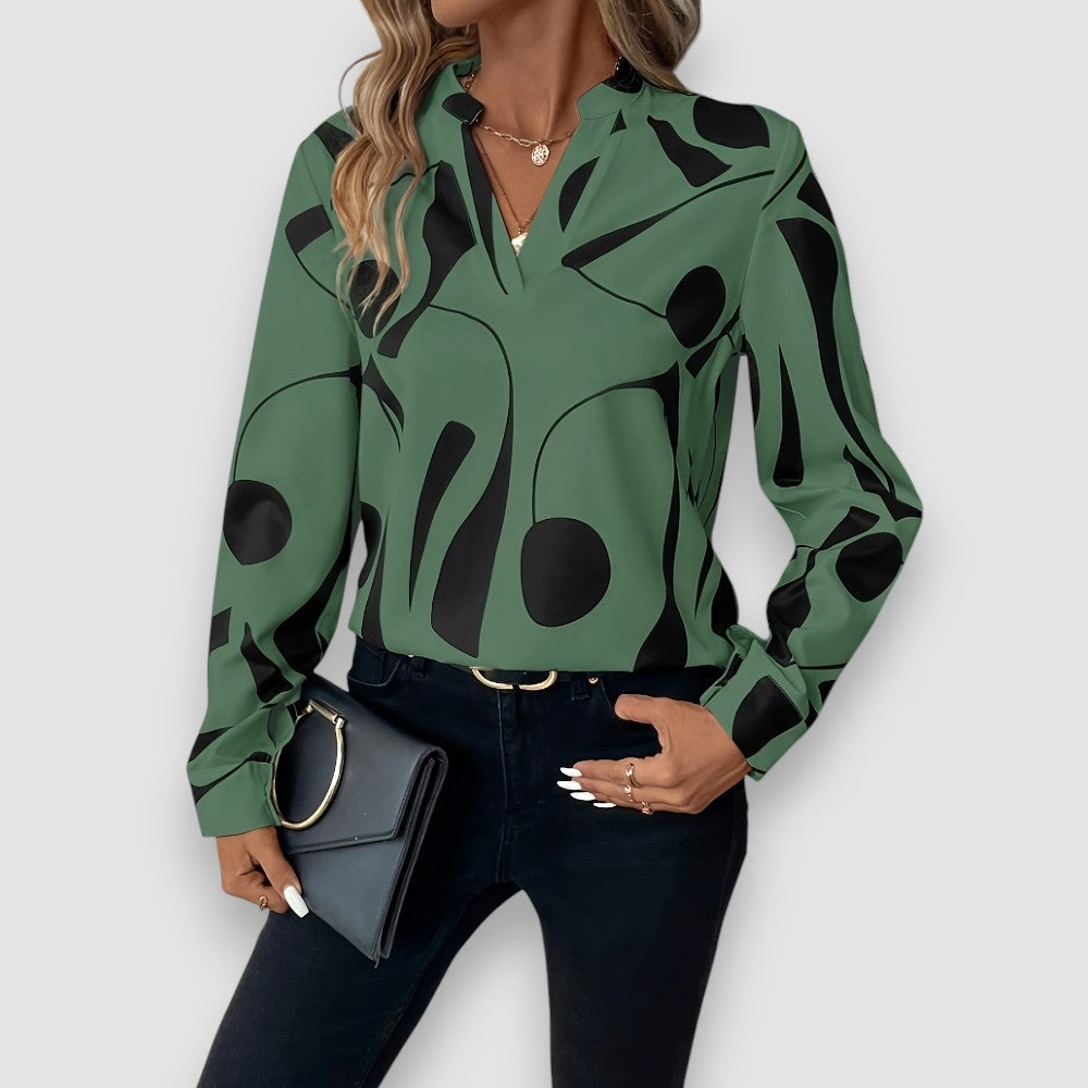 Stella | Gemusterte Bluse mit V-Ausschnitt