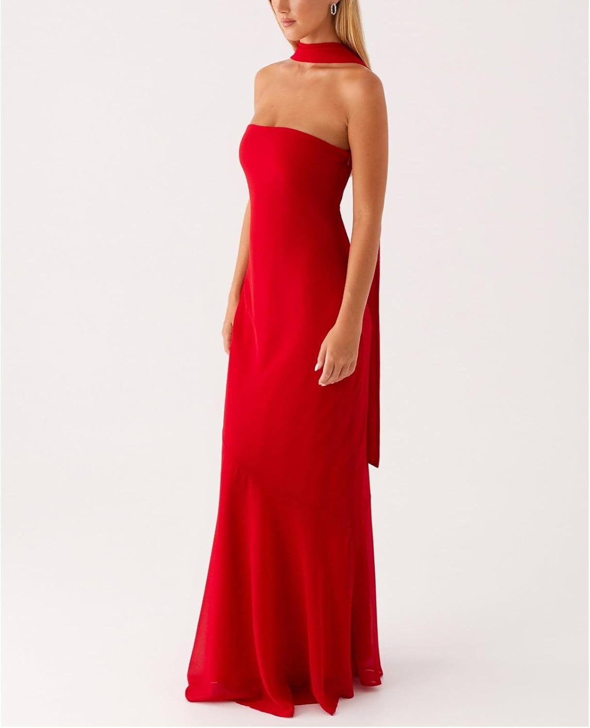 Kalentha® | Trägerloses Maxikleid mit Choker-Kragen