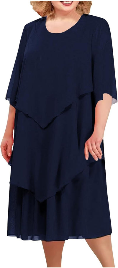 Roswitha® | Elegantes Chiffonkleid mit Lagenlook