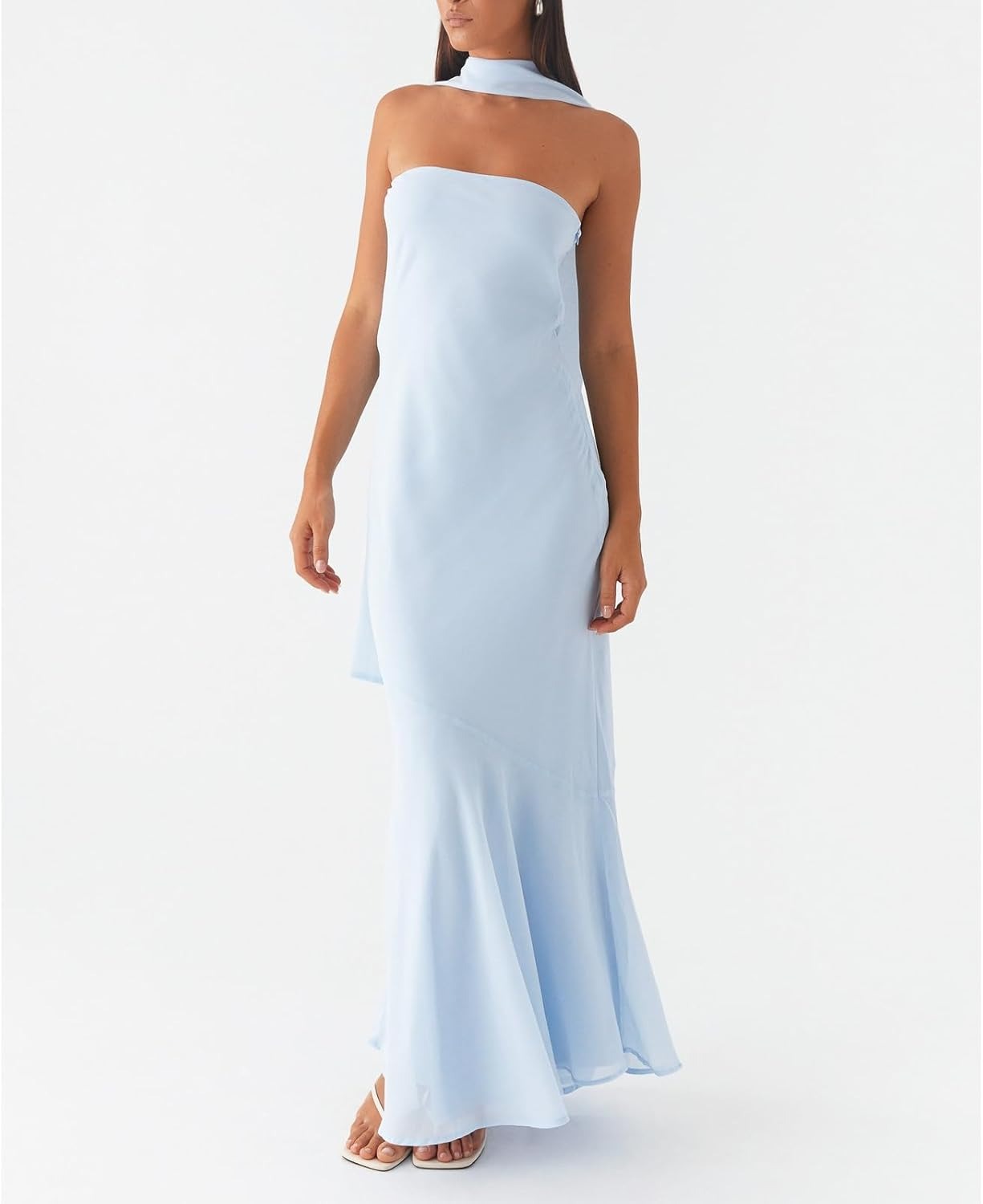 Kalentha® | Trägerloses Maxikleid mit Choker-Kragen