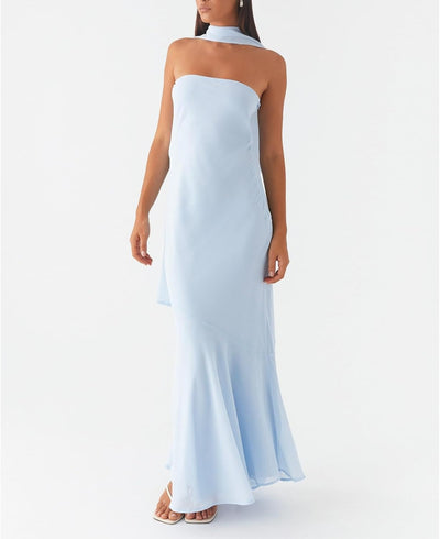 Kalentha® | Trägerloses Maxikleid mit Choker-Kragen