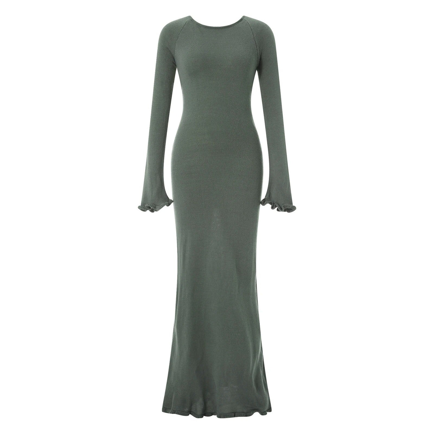 Thaliora® | Figurbetontes Maxikleid mit Volantärmeln