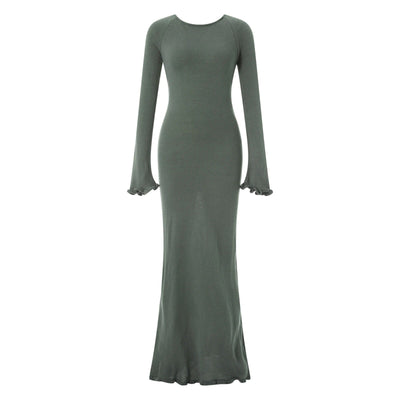 Thaliora® | Figurbetontes Maxikleid mit Volantärmeln