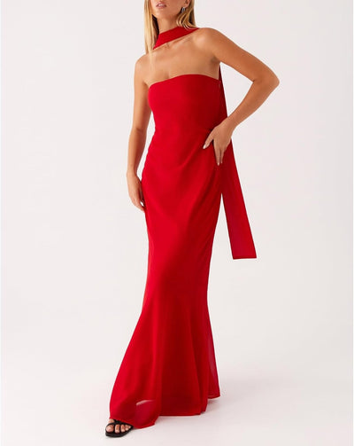 Kalentha® | Trägerloses Maxikleid mit Choker-Kragen