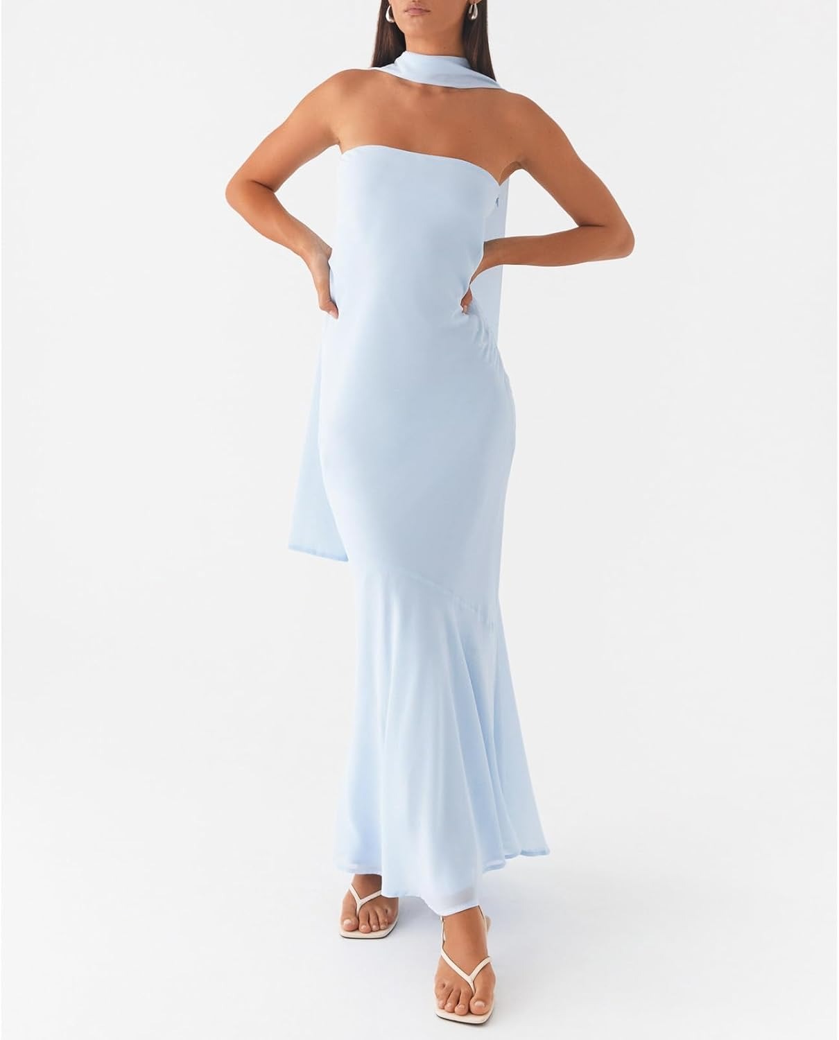 Kalentha® | Trägerloses Maxikleid mit Choker-Kragen