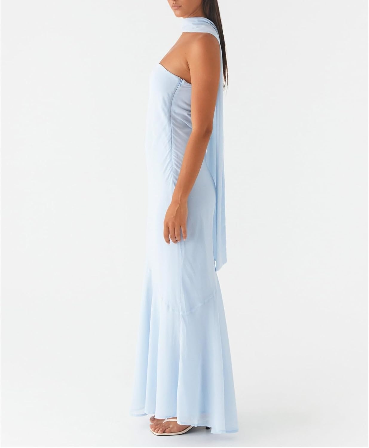 Kalentha® | Trägerloses Maxikleid mit Choker-Kragen