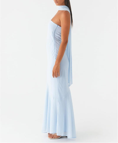 Kalentha® | Trägerloses Maxikleid mit Choker-Kragen