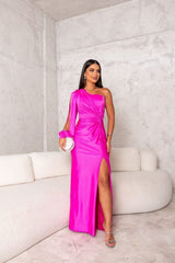 Sofia | Damen Maxikleid schulterfrei modern elegant – Lila