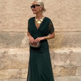 Maxikleid mit V-Ausschnitt für Damen – Grün
