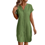 Ainslea - Strukturiertes Mini-Hemdblusenkleid – Grün