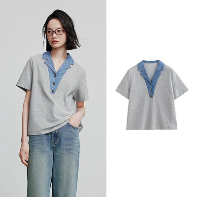 Traudel® | Elegantes Kurzarmshirt mit Kontrastkragen