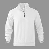 Julian | Klassischer Herren Zopfstrickpullover Mit Quarter-Zip – Weiß