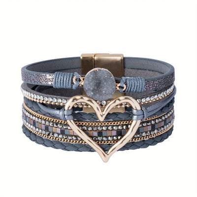 Joely - Mehrlagiges Leder Armband Mit Herz Gestaltung