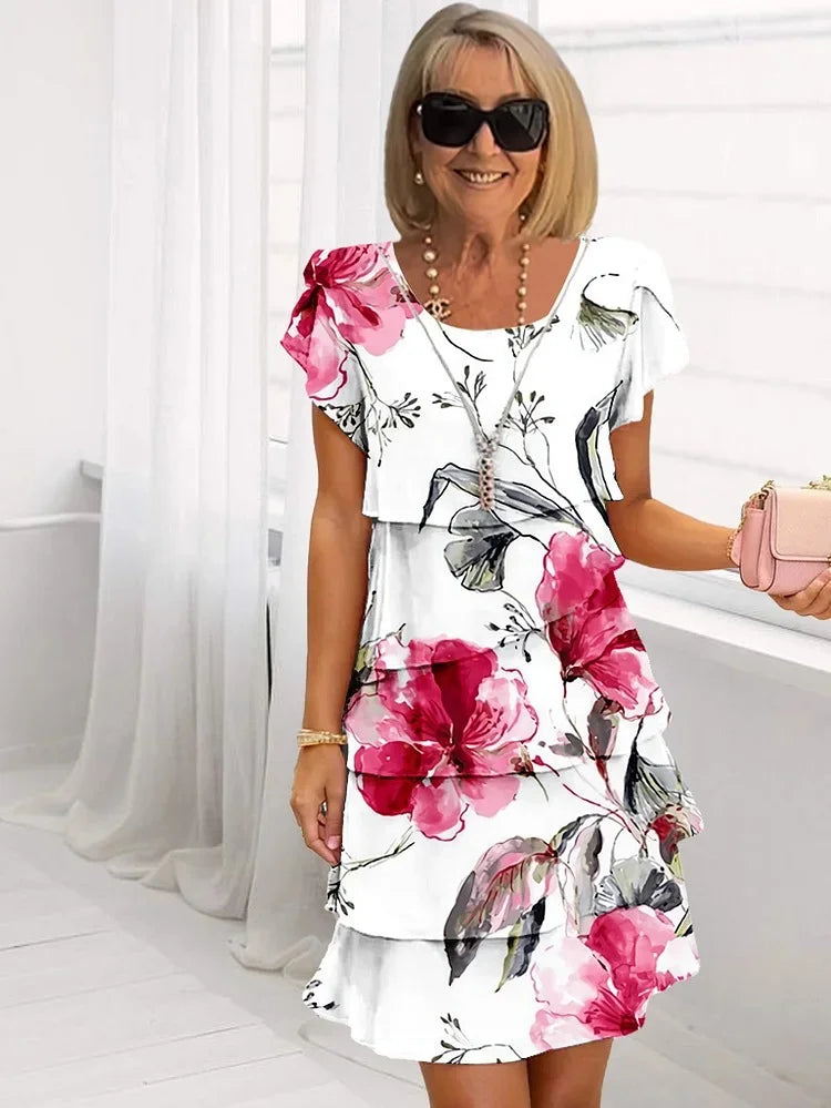 Jovilyn™ - Gerafftes Kleid mit Blumenmuster aus Plissee