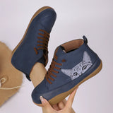 Zorelle - Komfortable Stiefeletten mit Katzenmotiv – Blau