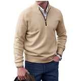 Owen | Eleganter Herren Strickpullover Mit Quarter-Zip – Braun