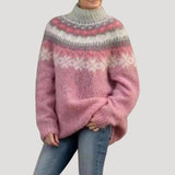Julia | Damen Frühjahrs Gemusterter Strickpullover – Rosa