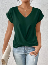 Anka | Damen T-Shirt Eleganter Ausschnitt – Bequemes Top Ausschnitt Sommer 2026 – Grün