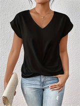 Anka | Damen T-Shirt Eleganter Ausschnitt – Bequemes Top Ausschnitt Sommer 2026 – Schwarz