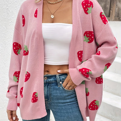 Berries™ – Strickjacke mit Erdbeer-Muster