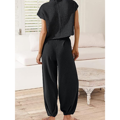 Damen Locker Geschnittenes Weit Bein Zwei Teile Set | Co-Ord