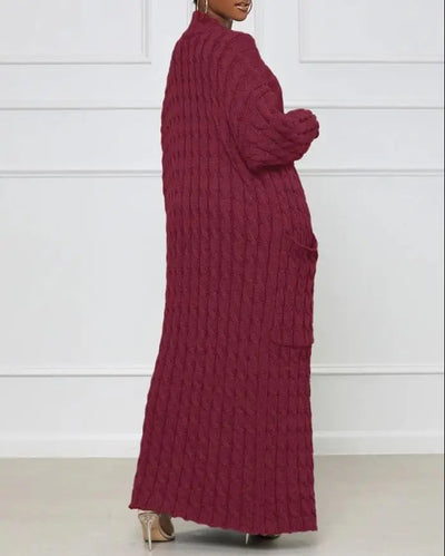 Amelia® | Langer Strick-Cardigan mit Zopfmuster