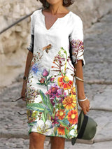 Nina | Damen Leinenkleid locker und sommerlich bedruckt – 5