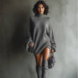 Damen-Strick-Minikleid im Vintage-Stil – Grau