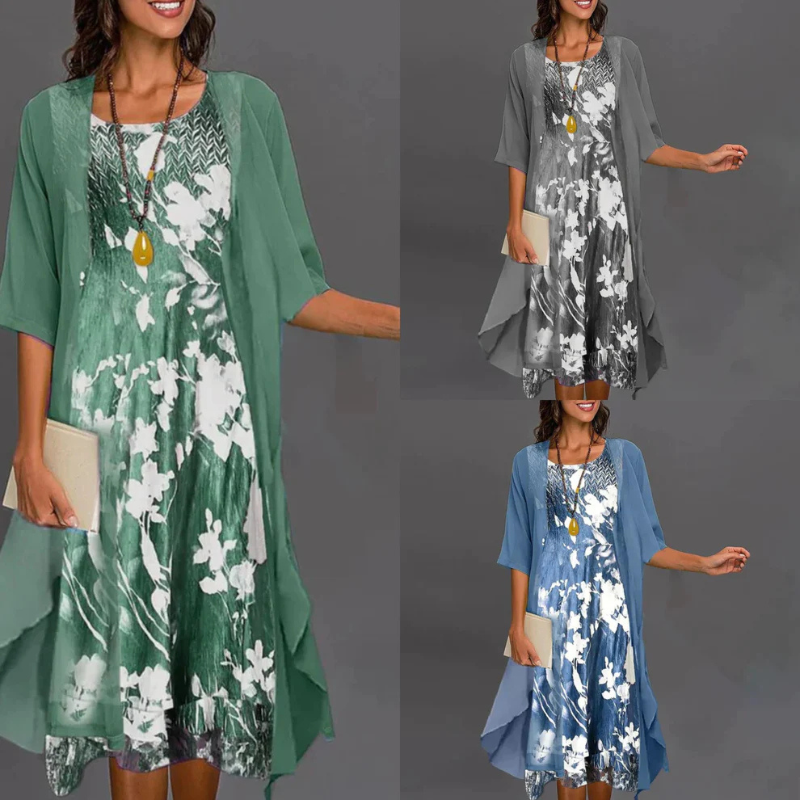 Damen Kleid Mit Blumenmuster Und Blazer | Mini