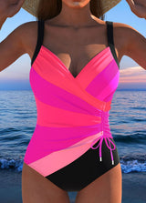Damen Lebendige Formende Wickel Badeanzug Design – Rosa