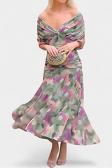 Isabella | Modisches Blumenkleid für Damen – Grün und Lila