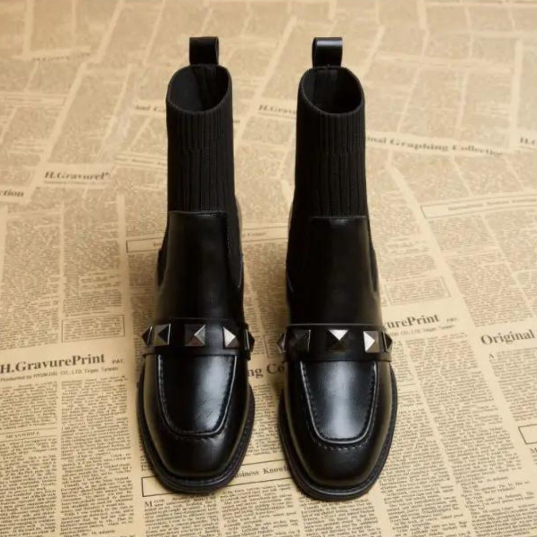 Lässige Vegan Leder Stiefeletten mit Rippdetail und Absatz für Damen | Ideal für das tägliche Tragen