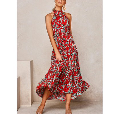 Elegantes Neckholder Kleid Ohne Ärmel Für Damen | Midi