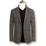 Max | Eleganter Herrenblazer im klassischen Tartan-Stil – Braun