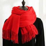 Designer-Schal mit Quasten | Warmer und weicher Kaschmir – Rot