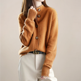 Angela | Damen Frühlings Cardigan Mit Kragen Und Knöpfen – Rust