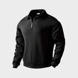 Alexander | Herren Pullover mit halbem Reißverschluss Freizeitshirt – Schwarz
