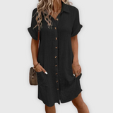 Damen Hemdkleid Mit Knopfleiste In Midilänge – Schwarz