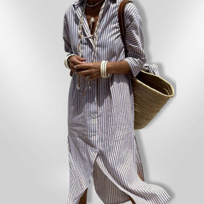 Selina - Modisches Gestreiftes Hemdkleid für Damen